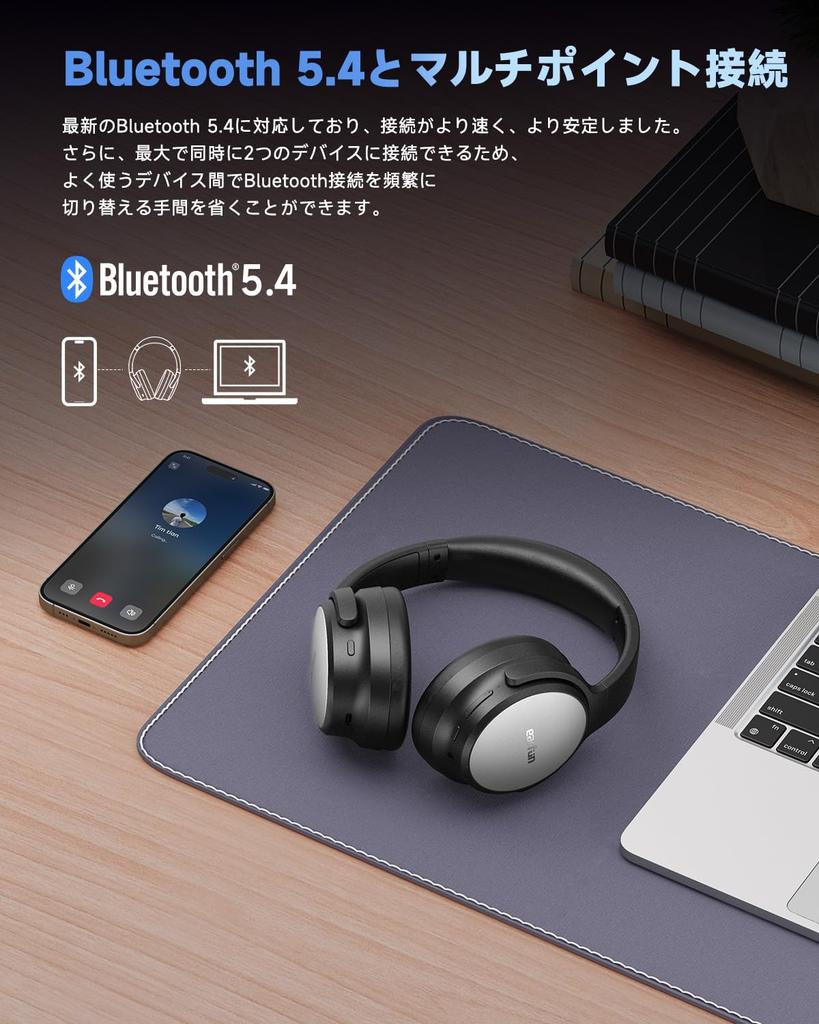 [Победитель VGP 2025 Gold Award] Беспроводные наушники EarFun Tune Pro, Bluetooth 5.4, [Двойные драйверы 40 мм + 10 мм], Беспроводные и USB-C и AUX проводные