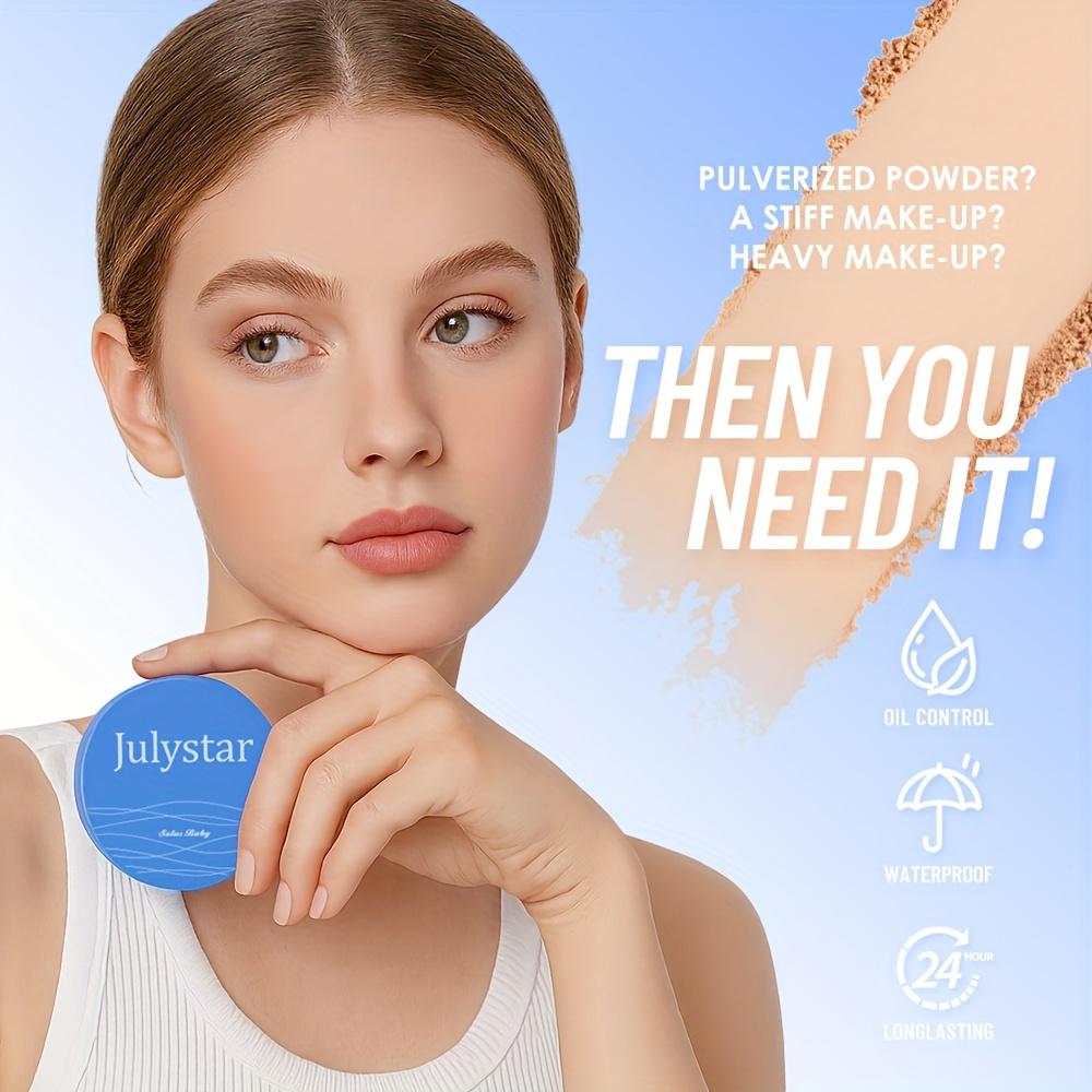 JULYSTAR Матирующая пудра для фиксации макияжа, контроль жирности, легкая, сияющая тональная основа, прессованная пудра для лица, полный камуфляж, косметическое средство для макияжа