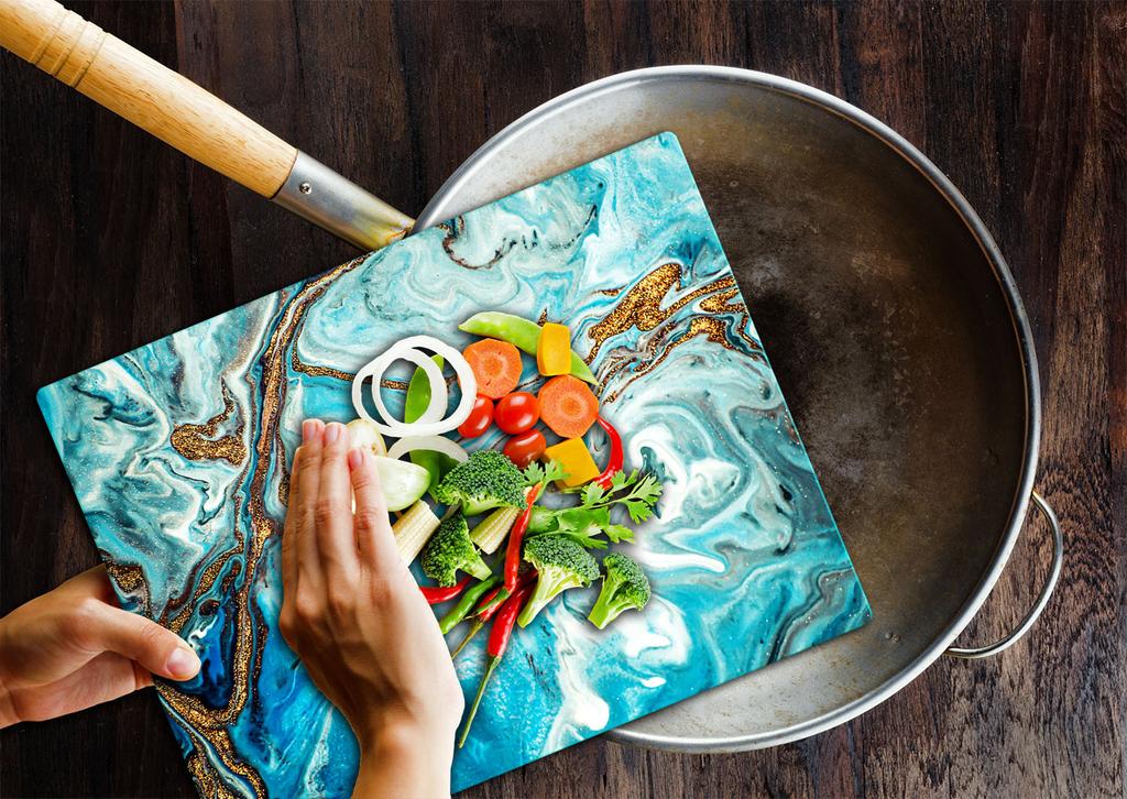 GLASS CUTTING BOARD 52x40 MARBLE