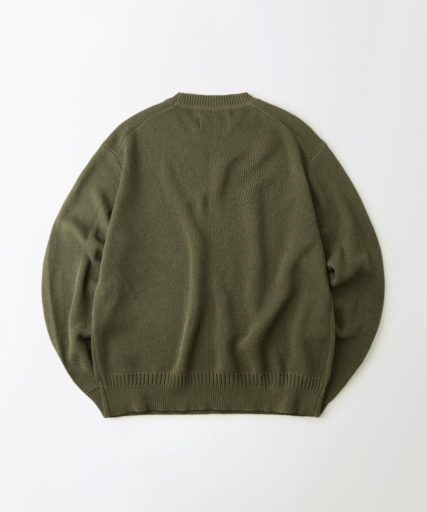 OUTSTANDING Linen Fisherman Crew Neck Knit_L.Green