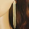 Women Party Cocktail Wedding Snake Chain Tassel Dangle Post Back Linear Earrings
