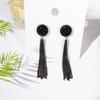 Creative Black Crystal Party Accessories Round Fashion Tassel Dangle Earrings Jewelry Ear Studs
