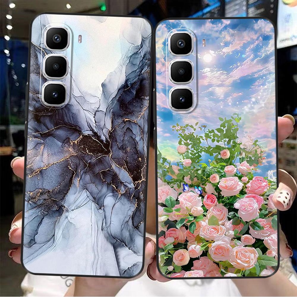 Чехол для Infinix Hot 60 Pro Plus Силиконовый Милый Кот Панда Модный Цветок Любовь Расписной Чехол для Телефона Для Infinix Hot 60 Pro Hot60 Pro