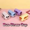 Cartoon Bus Straw Cup 500ml Children Water Jug Kawaii Bus Plastic Water Bottle  Home Use