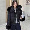 Fashion Winter Coat Female Short Parkas Hooded Faux Fur Collar Loose Thick Warm Women Jackets