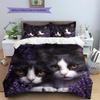 Beautiful Cow Cat Pattern Bedding Home Decoration Birthday Gift (1 * duvet cover + 2 * pillowcase, without core)