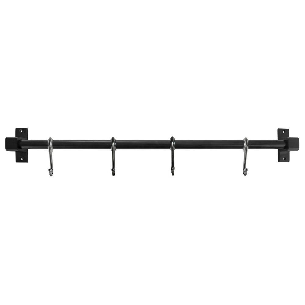 Kitchen Utensil Rail Hanger Metal Black Hooks Utensil Holder