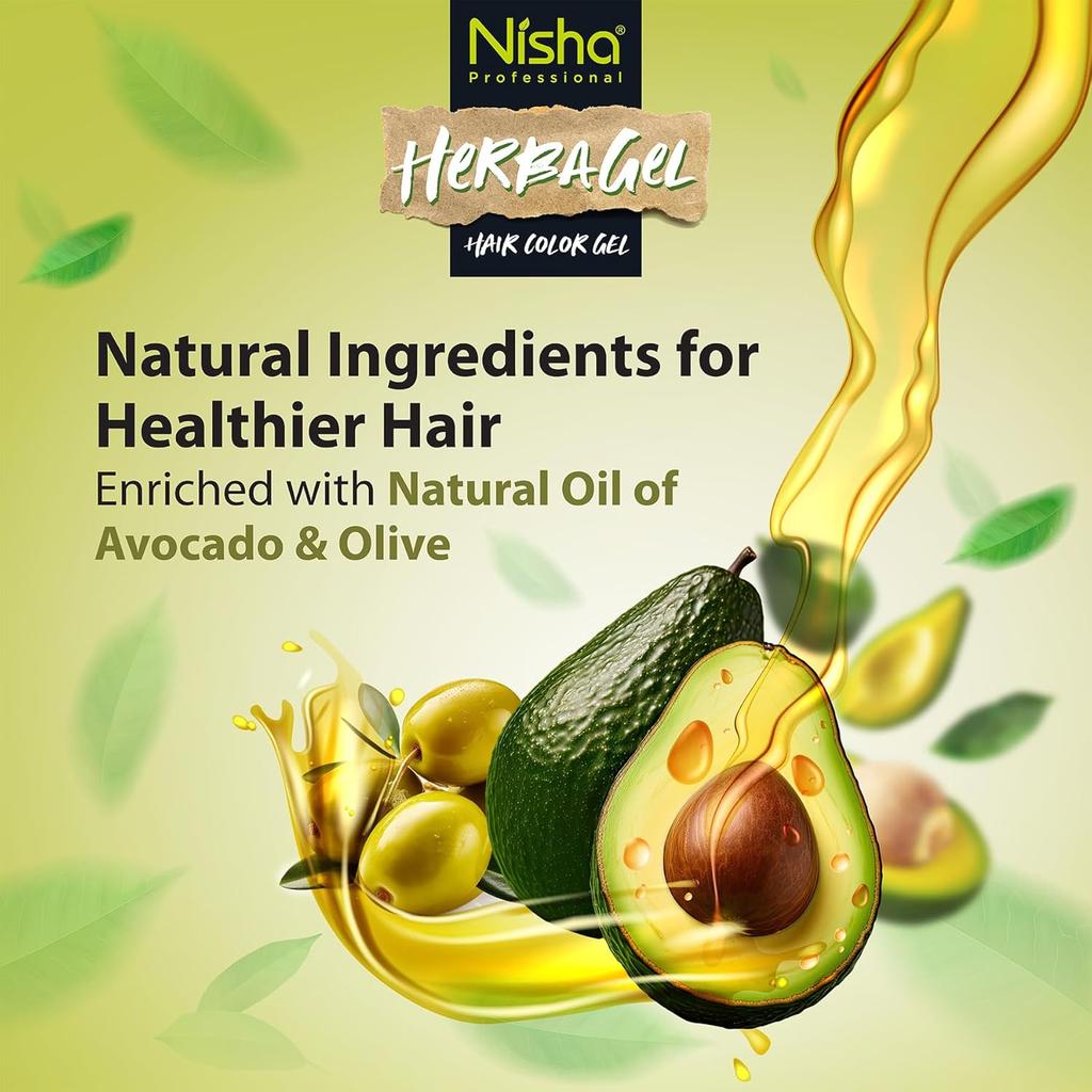 Nisha Herba Gel Hair Colour Gel Original Black 500ml+500ml Non-Drip Vegan Formula Long-Lasting Shine