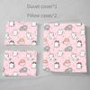 Cat Bedding Set, Duvet Cover for Children Adults,  Cute Pink Cat Chec Pattern Duvet Cover with Pillowcase Microfibre Bedding Set