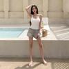 New Arrivals Open Run Women Slim Fit Ribbed Built In Cup Stretch Tank Top