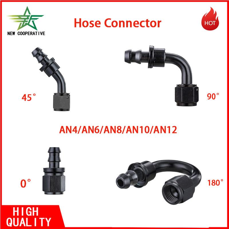0° 45° 90° 180 Degree Internal Thread Rotatable Push Lock Hose End Fitting AN4 AN6 AN8 AN10 AN12 Push-on Hose Connector