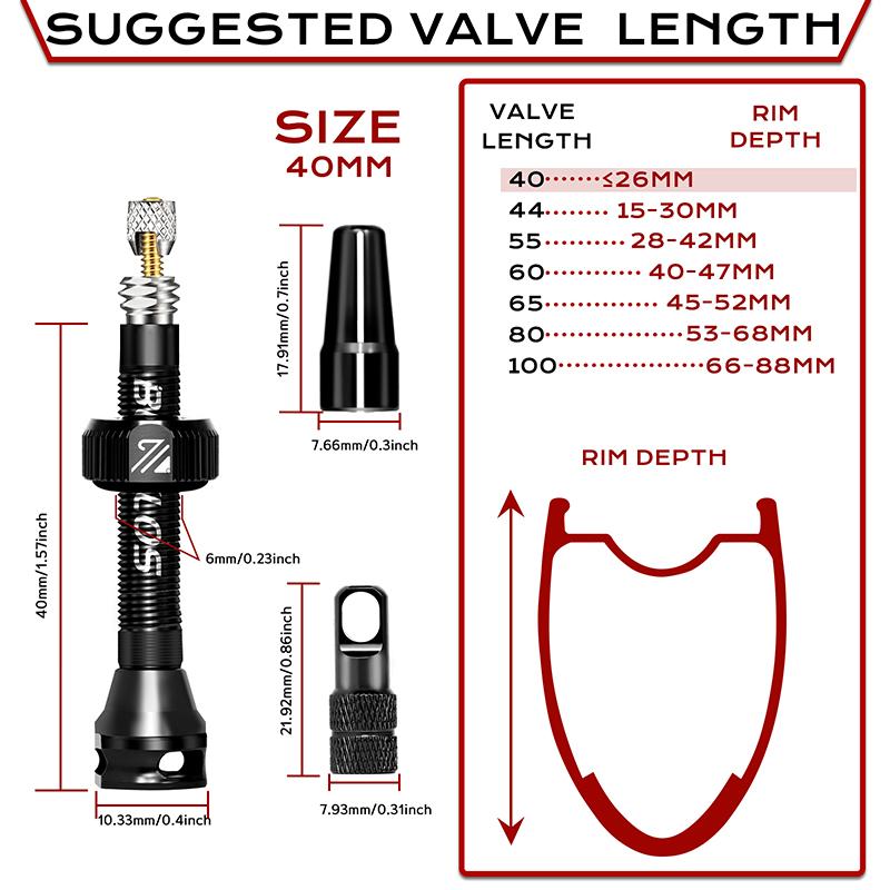 BUCKLOS Tubeless Valves MTB Road Bike Presta Nipple 40/44/55/60/65/80/100MM Bicycle Tubeless Tire Valve Removable Core Bike Part