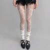 Women JK Gothic Sexy Fishnet Garters Thigh Highs Stockings Tights Hollow Out Heart Patterned Sheer Suspender Pantyhose