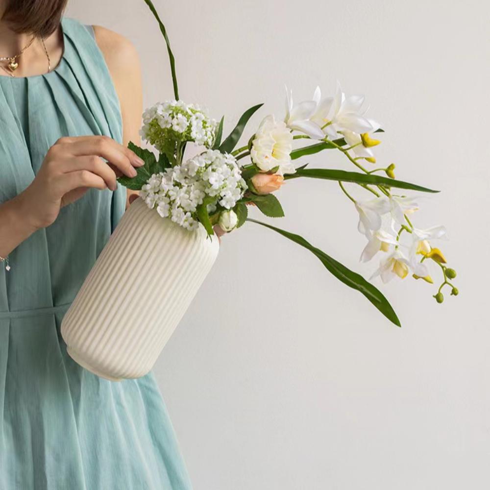 Simple Decorative Plastic Vase Striped Flower Vase Creative Flower Pot Living Room