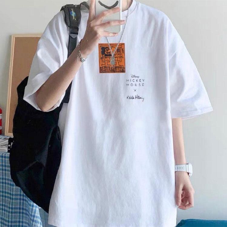 Li-Ning Свободная футболка с принтом X Disney Mickey X Keith Haring Collection с круглым вырезом и короткими рукавами, мужские топы, белые AHSR503-2