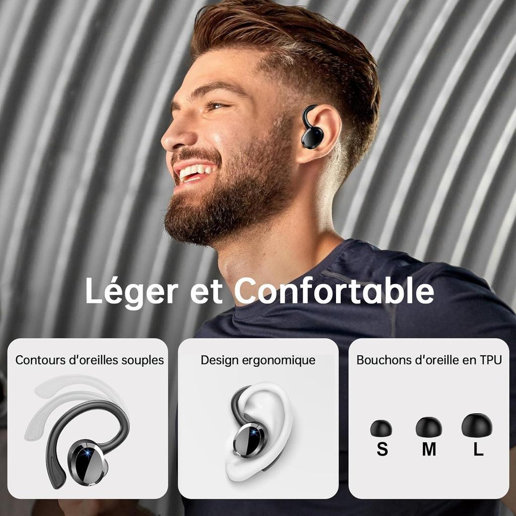 Q38 Беспроводные Bluetooth 5.2 Наушники с заушным креплением и умным цифровым дисплеем заряда батареи