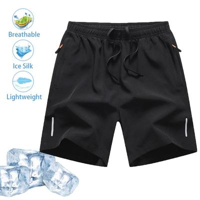 Мужские спортивные повседневные шорты, летние шорты Ice Silk, мужские, легкие, со светоотражающими полосками