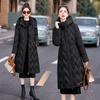 Thickened cotton-padded clothes for women's long winter over the knee, waist and thin cotton clothes for women's new fashion temperament cotton-padd