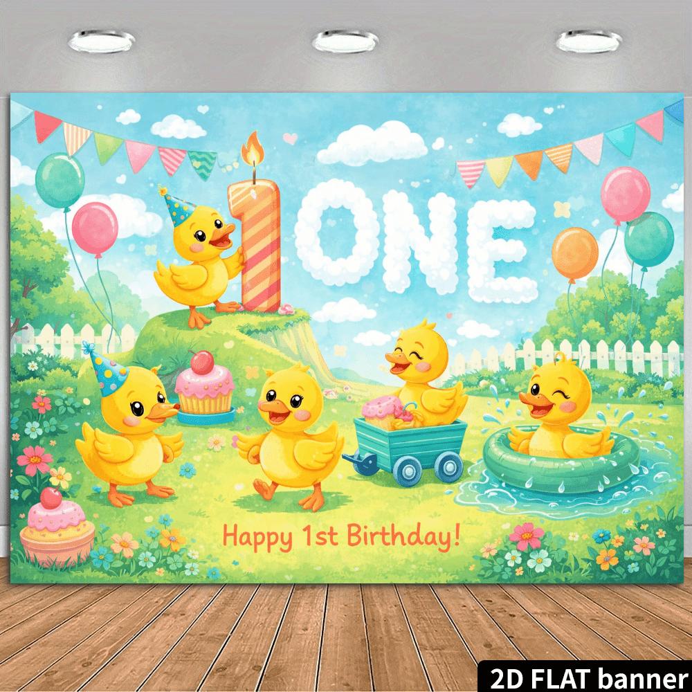 2D Planar Candle Digital ONE Yellow Duck Background Cloth - Flames Candle and Clouds ONE Theme