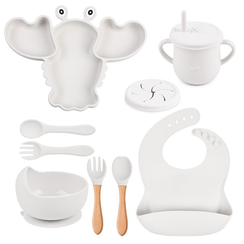 Lobster Silicone Baby Feeding Kit, 8 pieces, BPA-free suction cups