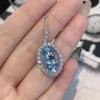 Серебряный кулон S925 в форме яйца с аквамарином: Летняя Роскошная Цепочка на Ключицы для Женщин, Дизайн 2021 года