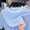 Летняя полосатая футболка с коротким рукавом для мужчин среднего и молодого возраста