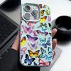 Чехол для телефона с цветным рисунком бабочки из кожи и текстурой для iPhone 16 Pro 15 14 13 12 Pro Max 11, ударопрочный, мягкий, матовый, тонкий чехол из ТПУ