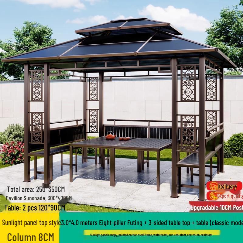 Aluminum Alloy Garden Gazebo: New Chinese Style Outdoor Courtyard Sunshade Pavilion