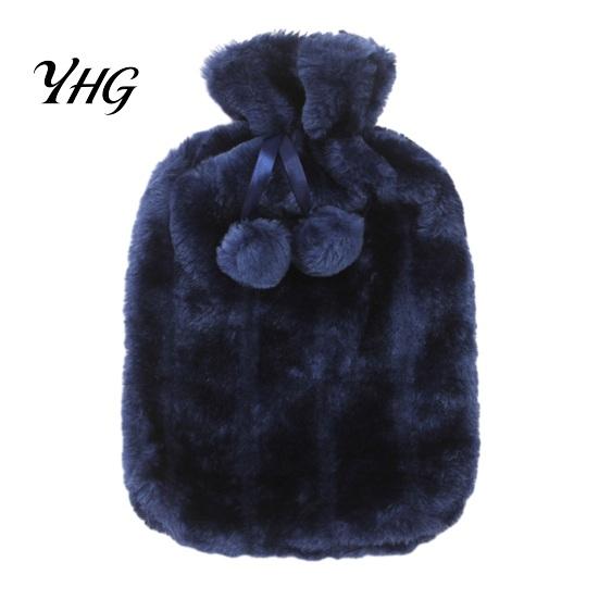 Period Pain Relief Hot Water Bag 2L Bottle with Plush Cover, Pompom Drawstring Bag, Winter Warm for Hands, Feet, Stomach Portable