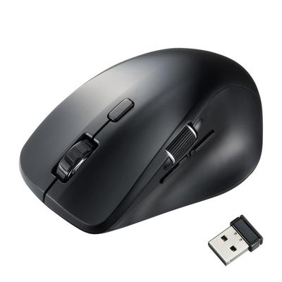 Sanwa Supply Бесшумная беспроводная мышь, сторона 5 (с колесом, кнопками, черный) MA-WBS524BK