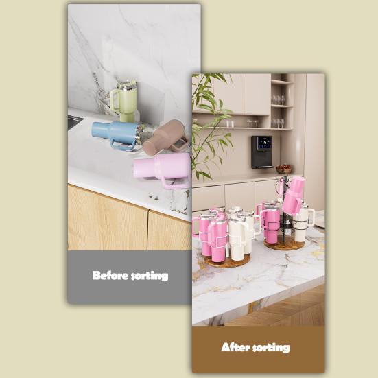 Держатель для бутылок с водой объемом 40 унций, вращающаяся на 360 градусов подставка для стакана, простая установка, стеллаж для хранения в шкафу, экономия места, аксессуары для стакана