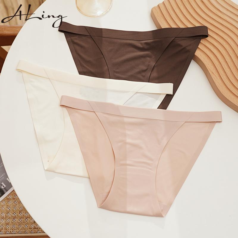 Women Panties Underwear Fitness Sports Seamless Female Lingerie Sexy T-back G-string Thong Ice Silk Underpants Solid Briefs