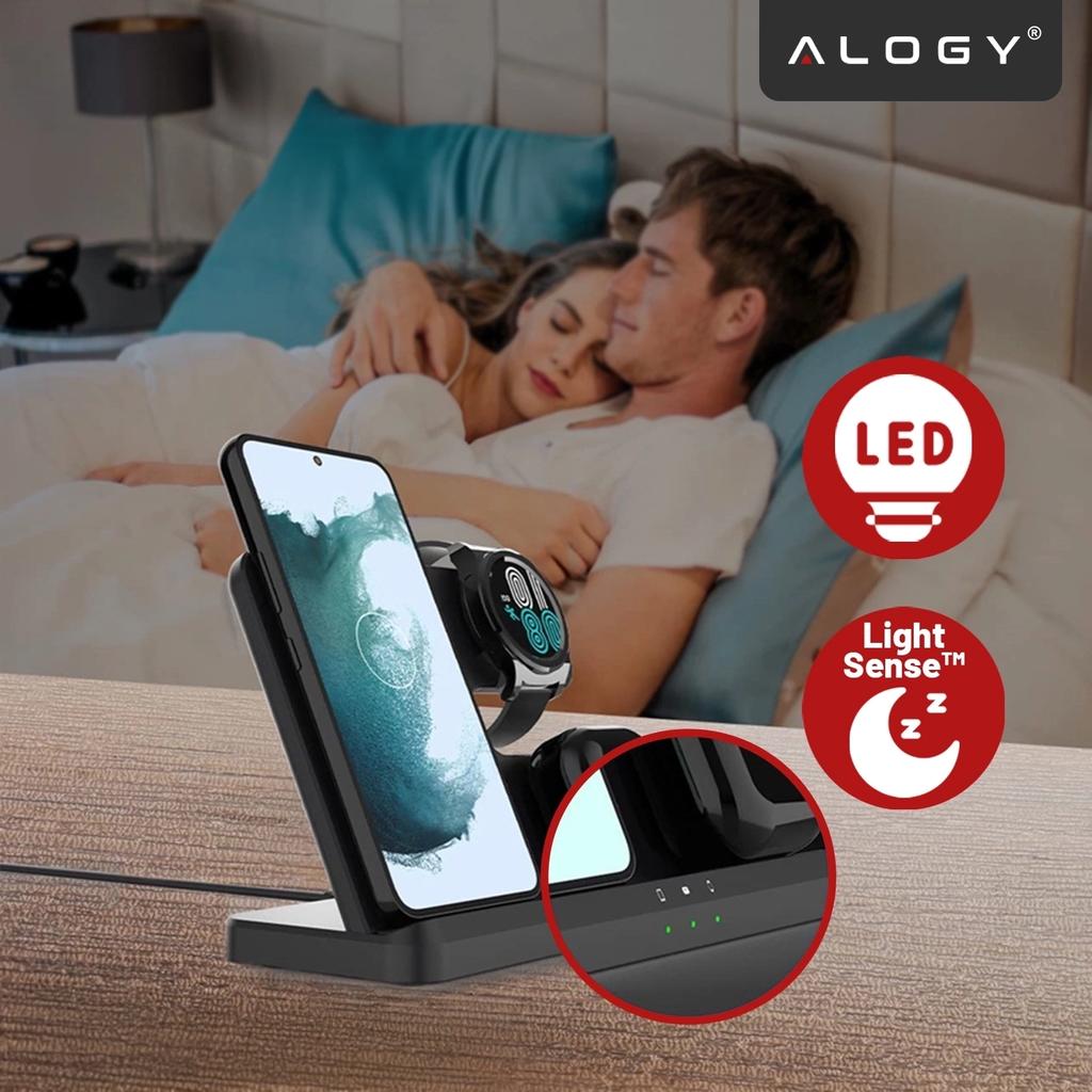 3-in-1 Qi 3.0 Wireless Inductive Charger Fast for Samsung S22 S23 S24 S25 Galaxy Watch Buds Station Black