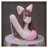 Маскарадный костюм для вечеринки с плюшевыми кошачьими ушками и хвостом, милый аниме-сладкий Лолита, пушистый лисьий хвост, ободки для волос, аксессуары для косплея, пушистый реквизит