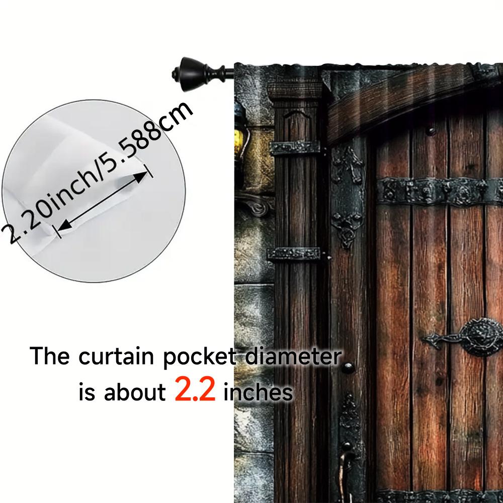 2 шт. весна лето Занавески Винтажная железная деревянная дверь принт Светофильтрующие полупрозрачные занавески Универсальные тканевые украшения Внутри