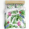 Green Parrot Animal Tropical Plant Flower 3Pcs Bedding Set For Double Bed Home Textile Duvet Cover Quilt Cover Pillowcase