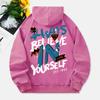 Always Believe In Yourself Washed Hoodies Women Letter Prints Cotton Pullovers Warm Oversize Pocket Hooded Womans Tops