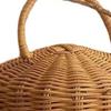 Storage Basket Eco-friendly Creative Modeling Yellow Color Natural Handwoven Round Rattan Bag Photography Props for Home