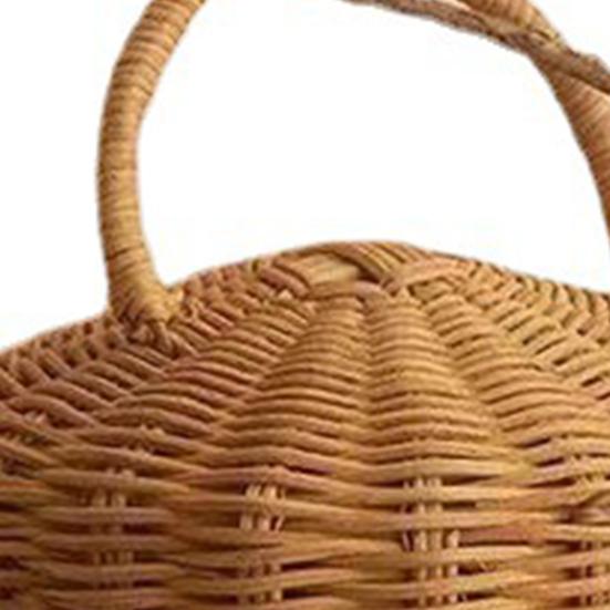 Storage Basket Eco-friendly Creative Modeling Yellow Color Natural Handwoven Round Rattan Bag Photography Props for Home