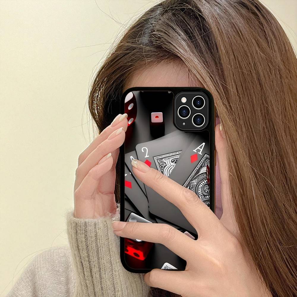 Чехол для телефона с рисунком в виде карт для покера для IPhone 16 Pro Max 15 14 Plus 14 13 12 11 17 PC+TPU Чехлы Задняя крышка