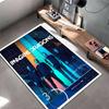 Rock Band Area Rug, Imagine Dragons Wichita Concert Poster Band Neon Blue Orange Geometric Print, Rock Decor, Non-Slip Mat