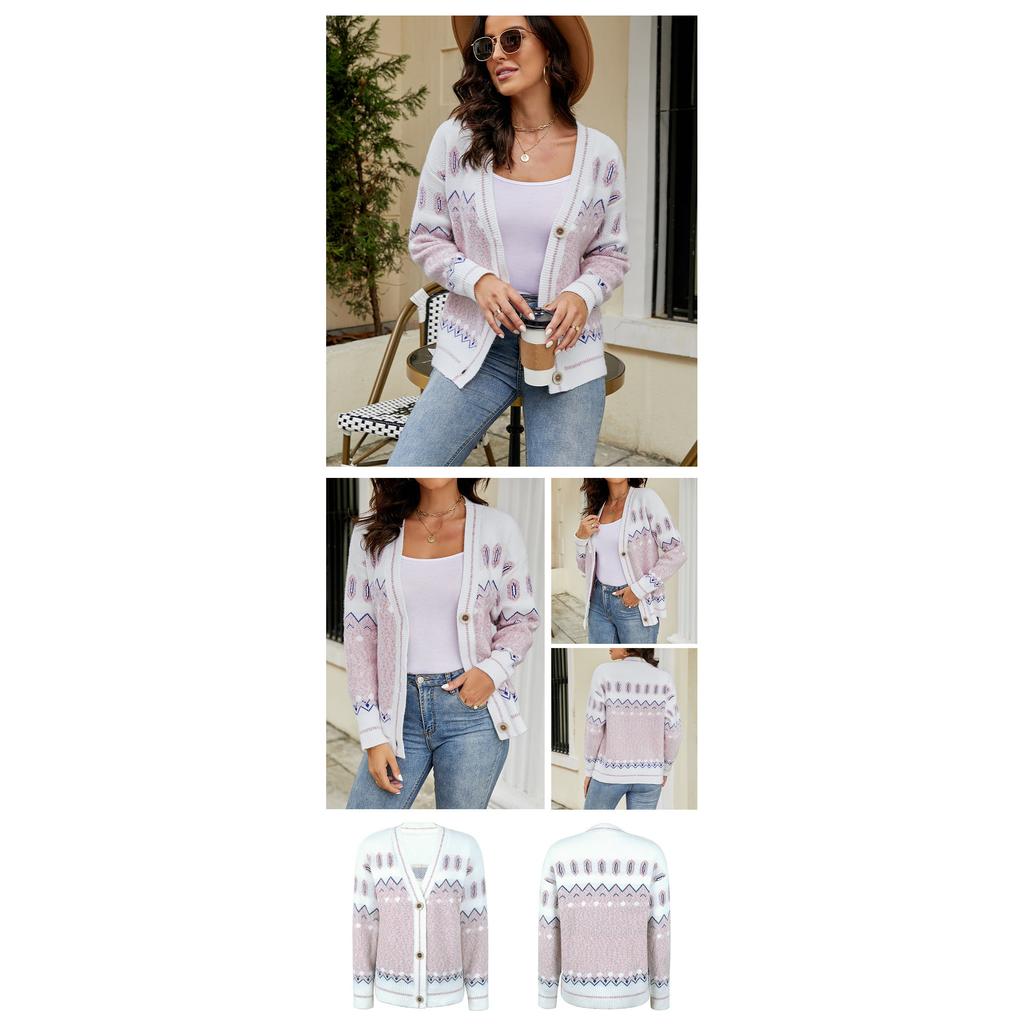 Женский осенне-зимний свитер контрастного цвета, однобортный вязаный повседневный кардиган, пальто для женщин