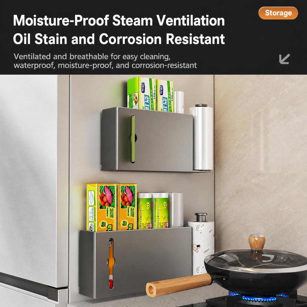 Kitchen Storage Rack Organizer Wall-Mounted Modern Minimalist Carbon Steel Under-Cabinet Rectangular