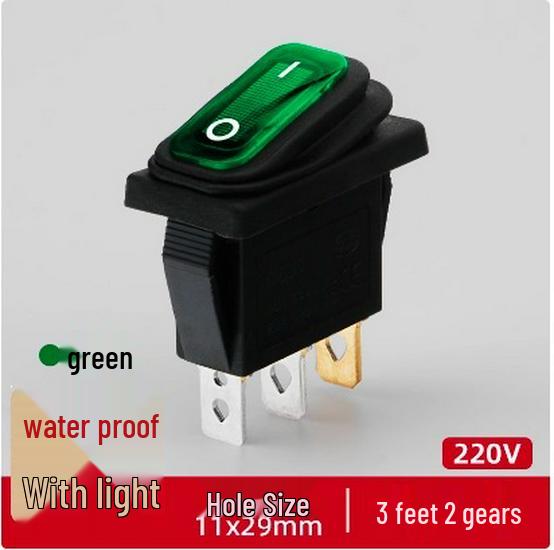 Waterproof Oilproof Dustproof Power Rocker Switch KCD3 3-Pin, 2-Position with Light, High Current, Two-Speed