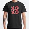 Мужская мода повседневная футболка с коротким рукавом XOXO Valentine Day Heart Brushstroke Black Tees Classic Oversize T Shirts