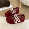 Shallow Bow Single Shoes Retro Mazhen Shoes 2025 Autumn New Cute Lazy One Pedal Light Beanie Shoes