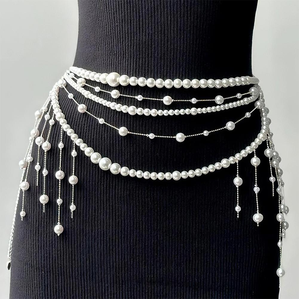 Fashion Retro Multilayer Pearl Waist Chain Belt For Y2K Women Stylish Body Jewelry Accessories For Party & Casual Wear