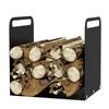 Firewood Rack, 2 Carrying Handles, Steel Frame, Up to 30kg, 36x30x36cm, Black