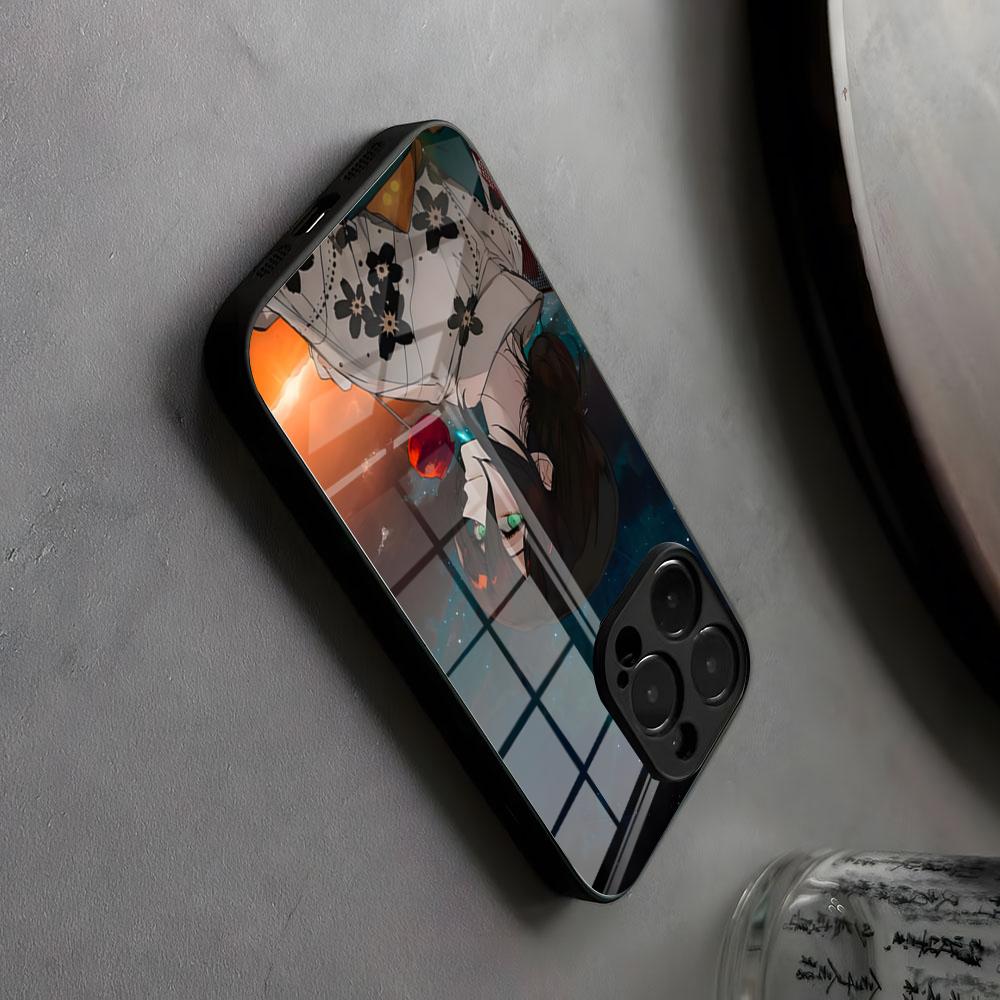 Reze Beauty Японское Аниме Чехол для Телефона Стекло Для IPhone17 Air 16 15 17 14 Pro Max 13 12 Простой Стиль 11 X XS XR Plus Для Samsung S 2