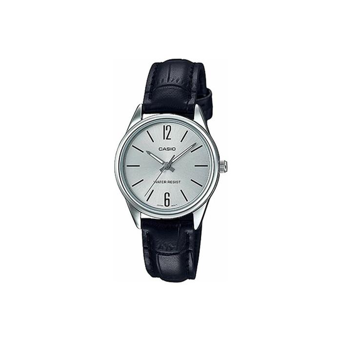 Casio Standard Series Versatile Classic Elegant Small Dial Waterproof Watch Quartz Movement Leather Strap Women watches Silver LTP-V005L-7B
